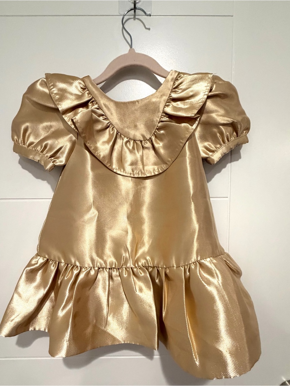 Janie and Jack Metallic Gold Satin Ruffle-Trim Costume Dress